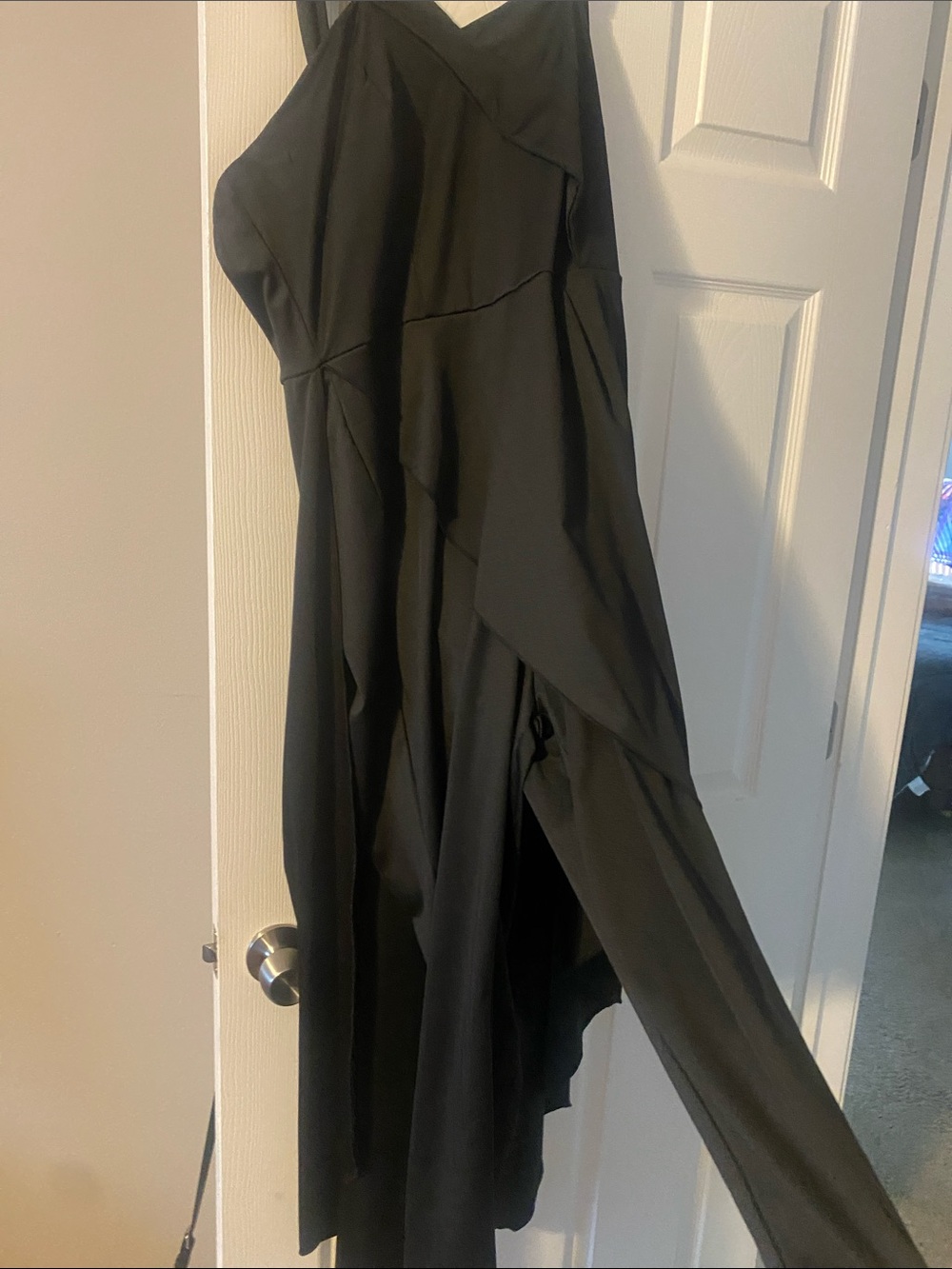 Black Asymmetrical Ruffle Jumpsuit - Picture 2 of 2